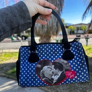 I love Lucy blue polka dot mini bag